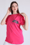 Fuşya Clear Mind Oversize Tişört 5146