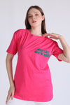 Fuşya Clear Mind Oversize Tişört 5146