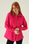 Fuşya Relaxed Fit Rahat Kesim Basic Gömlek - 6621A