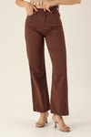 Gabardin Palazzo Bayan Pantolon - 4163-1 Acı Kahve