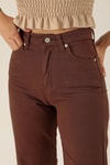 Gabardin Palazzo Bayan Pantolon - 4163-1 Acı Kahve