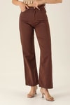 Gabardin Palazzo Bayan Pantolon - 4163-1 Acı Kahve