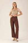 Gabardin Palazzo Bayan Pantolon - 4163-1 Acı Kahve