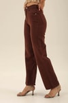 Gabardin Palazzo Bayan Pantolon - 4163-1 Acı Kahve