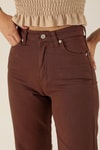 Gabardin Palazzo Bayan Pantolon - 4163-1 Acı Kahve