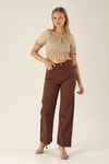 Gabardin Palazzo Bayan Pantolon - 4163-1 Acı Kahve