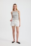 Gri -1121 Sıfır Kol Fitilli Halter Yaka Basic Atlet