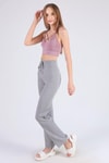 Gri Bel Bağcık Detay Pantolon 6011-1