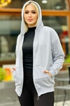 Gri Cep Detay Fermuarlı Sweat 8636