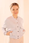 Gri Çift Cepli Çıtçıtlı Kısa Sweat 1785