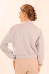 Gri Çift Cepli Çıtçıtlı Kısa Sweat 1785