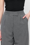 Gri Cırtlı Beli Lastik Detay Pantolon 6642