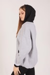 Gri Complex Baskı Kapüşonlu Sweat 8143M