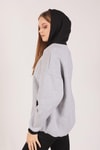 Gri Complex Baskı Kapüşonlu Sweat 8143M