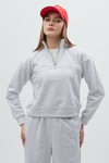 Gri Dik Yaka Önü Fermuar Detaylı Kadın Sweatshirt 3110A