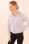 Gri Fermuarlı Kısa Sweat 1783