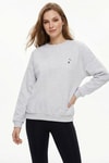Gri Göğüs Nakışlı Sweat 1021