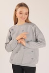 Gri Göz Nakışlı Oversize Sweat 1543