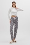 Gri Kalp Desenli Kadın Pijama Altı 4530