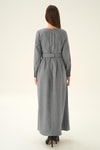 Gri Kol Drape Detay Kemerli Elbise 2659