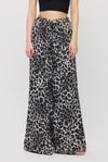 Gri Leopar Desen Bel Bağcık Pantolon 9410
