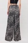 Gri Leopar Desen Bel Bağcık Pantolon 9410