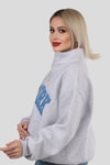 Gri New York Baskılı Fermuarlı Sweat 3623