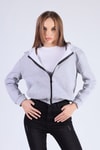 Gri Oversize Fermuarlı Sweat 8125M