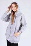 Gri Oversize Uzun Fermuarlı Sweat 8124M