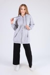 Gri Oversize Uzun Fermuarlı Sweat 8124M