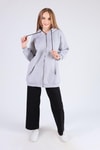 Gri Oversize Uzun Fermuarlı Sweat 8124M
