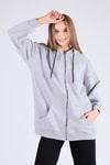 Gri Oversize Uzun Fermuarlı Sweat 8124M