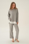 Gri Parçalı Tunik Pantolon Takım 4090A