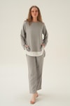 Gri Parçalı Tunik Pantolon Takım 4090A