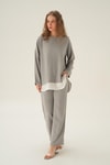 Gri Parçalı Tunik Pantolon Takım 4090A