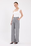 Gri Pileli Palazzo Bol Paça Kadın Pantolon 4755A