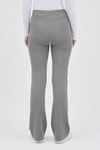 Gri Straight/Düz Kesim Yüksek Bel Nervür Dikişli Örme Pantolon TCR-6873A