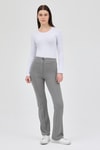 Gri Straight/Düz Kesim Yüksek Bel Nervür Dikişli Örme Pantolon TCR-6873A