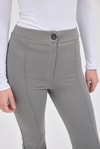 Gri Straight/Düz Kesim Yüksek Bel Nervür Dikişli Örme Pantolon TCR-6873A