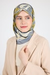 Gri Yaprak Desen Eşarp 3004