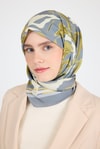 Gri Yaprak Desen Eşarp 3004