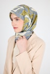 Gri Yaprak Desen Eşarp 3004