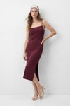 Günlük Elbiseler-Askılı Midi Boy Elbise 3661 Bordo -rulem