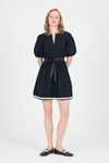 Günlük Elbiseler-Siyah Terikoton Balon Kollu Bel Bağlamalı Mini Elbise 2617-rulem