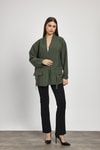 Haki Cep Detay Kimono 4194A