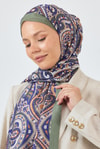 Haki Retro Desenli Şal 4004
