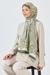 Haki Retro Desenli Şal 5684