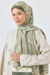 Haki Retro Desenli Şal 5684