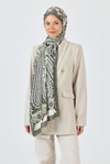 Haki-Siyah Retro Desenli Şal 5684