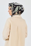 Haki Yaprak Desenli Eşarp 3004